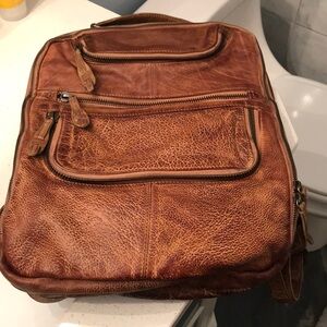 Brown Leather unisex Backpack